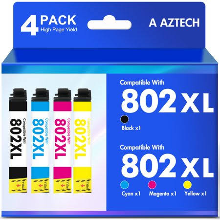 802xl Ink Cartridge Compatible for Epson 802 T802 T802xl Wf-4740 Wf-4720 Wf-4730 Printer Pack of 4