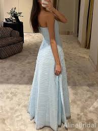 Elegant Baby Blue Strapless A-line Long Prom Dress,PD381984 – AlineBridal