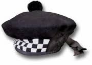Image result for black WHITE DICED glengarry cap