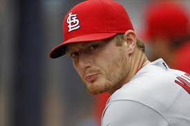 Jul 27, 2013; Atlanta, GA, USA; St. Louis Cardinals starting pitcher Shelby Miller (40) in the dugout against the Atlanta Braves in the sixth inning at ... - 7532478