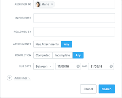 Image of Asana search and filter options