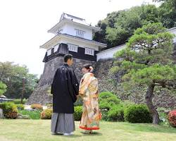 紅葉の首里城での振袖前撮りの画像