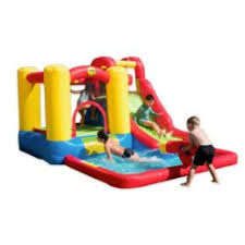 Bounceland Jump and Splash Adventure Bounce House or Water Slide All in one, Large Pool, Fun Bouncing Area with Basketball Hoop, Long Slide with Climbing Wall, UL Certified Blower Included