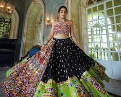 Image of Black chaniya choli with heavy mirror work