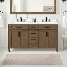 Home Decorators Collection Caville 42 in. W x 22 in. D x 34 in. H Single Sink Bath Vanity in Almond Latte with Carrara Marble Top