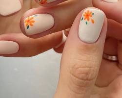Hình ảnh về Orange Korean nail design