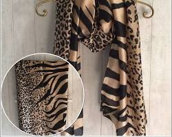 Image of 100% Silk Giraffe Print Scarf Wrap Shawl  Brown