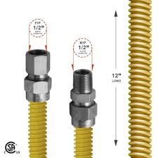 Flextron Gas Line Hose 5/8'' O.D.x12'' Len 1/2" FIPxMIP ...