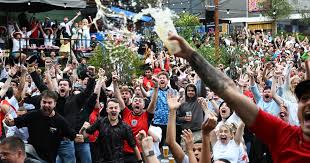 England soccer fans celebrating