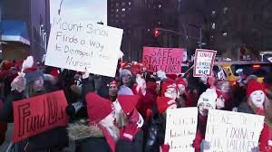 NYC nurse strike: thousands of union hospital workers hit the picket line