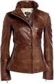 Brown leather jacket women