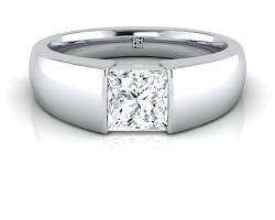 Image of Princess cut diamond tension setting ring