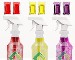 Изображение: Cleaning products for bathroom, kitchen, and floor