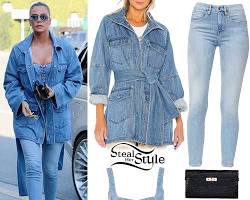 House of CB dress styled with sandals and a denim jacket