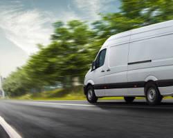 delivery truck on the road resmi