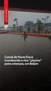 Obra da COP30, canal na Doca em Belém vira 'piscina' e crianças mergulham na água suja