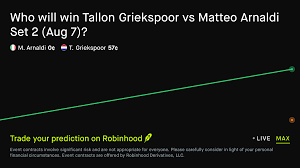 August 7, 2026: Tallon Griekspoor vs Matteo Arnaldi: Set 2 Winner Tennis Prediction Market