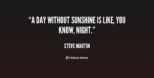 A day without sunshine is like, you know, night. - Steve Martin at ... via Relatably.com