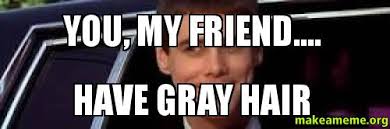 You, my friend.... have gray hair - | Make a Meme via Relatably.com