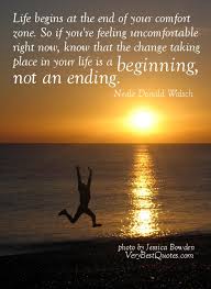 Uplifting life quote for hard times – Life begins at ... via Relatably.com