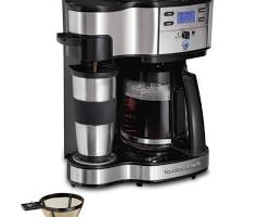 Hamilton Beach 2Way 12 Cup Programmable Drip Coffee Maker & Single Serve Machine, Glass Carafe, Auto Pause and Pour, Black (49980R)