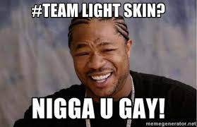 team light skin? Nigga u gay! - Yo Dawg | Meme Generator via Relatably.com