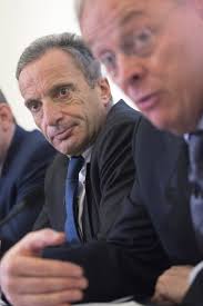 <b>Henri Proglio</b> chairman of Electricite de France SA left listens as. - 185481144-henri-proglio-chairman-of-electricite-de-gettyimages