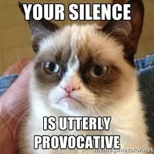 Your silence is utterly provocative - Grumpy Cat | Meme Generator via Relatably.com