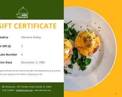 Gift certificate to a restaurant