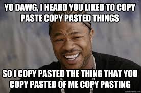 Yo dawg, I heard you liked to copy paste copy pasted things so I ... via Relatably.com