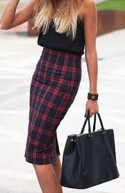 Image result for womens plaid pencil skirts