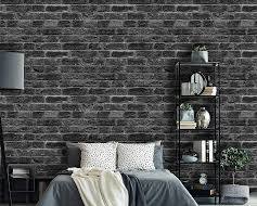 Image of Black brick accent wall wallpaper