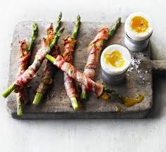 Soft-boiled duck egg with bacon & asparagus soldiers recipe | BBC ...