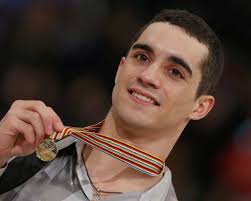 Gold medallist Javier Fernandez of Spain poses with medal after the Men Free Skating at the ISU European Figure Skating Championships in Budapest, ... - eca86bd9d543144f0ca21c