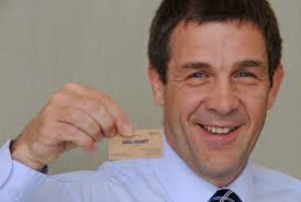 Then-Walmart Canada CEO and president David Cheesewright is seen here in 2009 holding up a tiny, recycled business card that he introduced to Canadian ... - david_cheesewright.jpg.size.xxlarge.promo