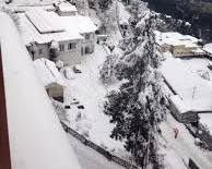 Snow falling in Mussoorie, India, during winter