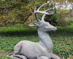 Stone deer sculpture