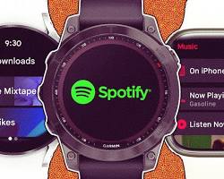 Garmin smartwatch controlling music playback
