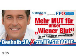 Wahlplakat mit Porträt von Strache und dem Satz Mehr Mut für Wiener Blut (Quelle: Wahlkampf in Wien. Für ihn ist das eine Zukunftsvision, ... - 0,,5955692_4,00