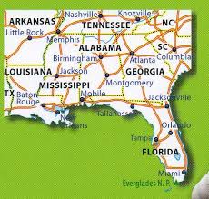 Image result for map of deep south