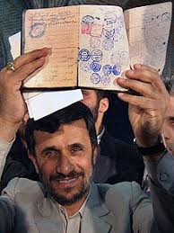 A photograph of the Iranian president holding up his <b>identity card</b> during <b>...</b> - ahm_1494743f