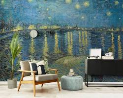 Image of Living room mural of Van Gogh's Starry Night