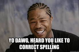 yo dawg, heard you like to correct spelling - Xzibit meme - quickmeme via Relatably.com