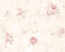 Image of Romantic and soft pink aesthetic wallpaper with watercolor florals