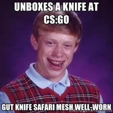 UNBOXES A KNIFE AT CS:GO GUT KNIFE SAFARI MESH WELL-WORN ... via Relatably.com