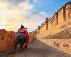 tourist enjoying the view from the Amber Fort, Jaipur, India