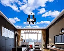 Image of Open sky with clouds living room ceiling mural