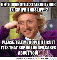 Oh, you&#39;re still stalking your ex girlfriends life...?... - Willy ... via Relatably.com