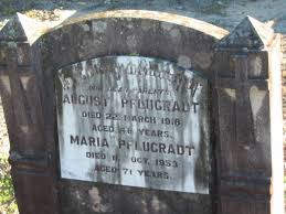 parents; August PFLUGRADT, died 22 March 1918 aged 48 years; Maria PFLUGRADT ...