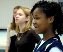 View Photo Gallery ». Students Kalea Leverette, front, and Catherine Cullen practice vocalizing during their acting class on Tuesday. Allison Batdorff / S&amp;S - 2233314556